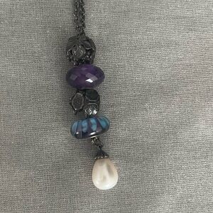 Vintage Pandora Necklace 16 inch w beads